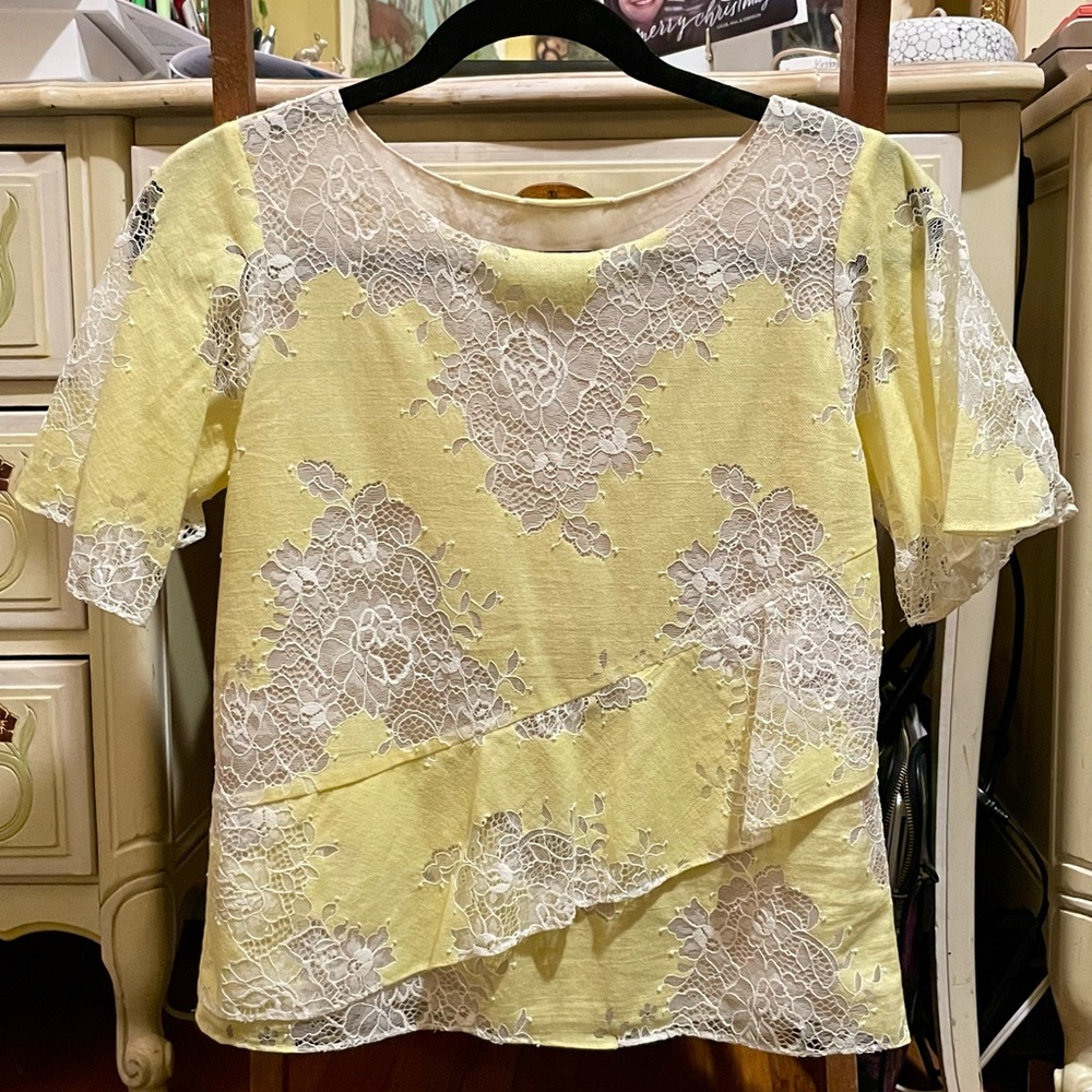 Yellow lace blouse